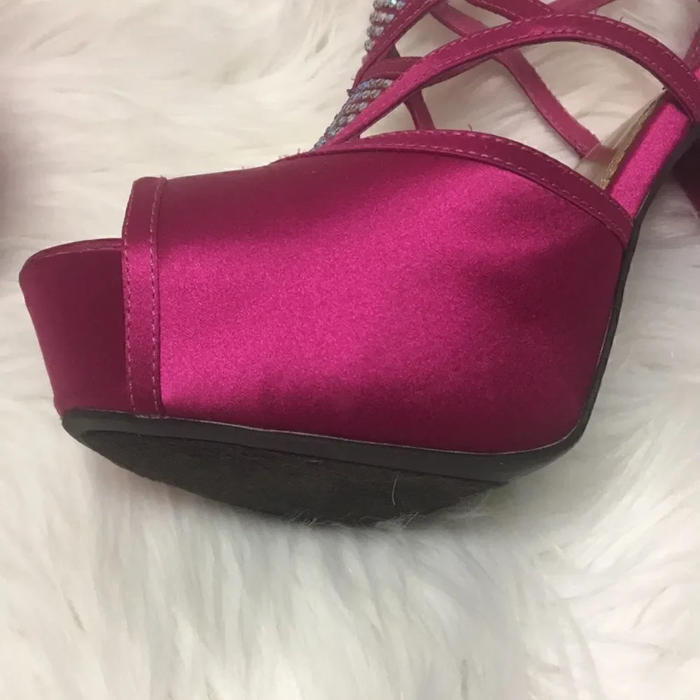 Hot Pink Sole Obsession Satin Evening Shoe